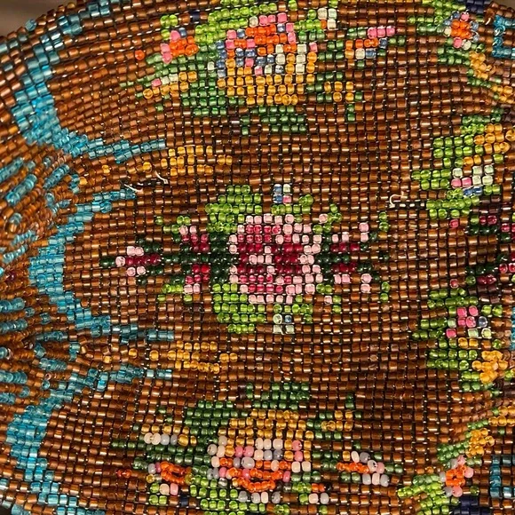 Antique Vintage Victorian Elegant Beaded Drawstring Bag - Picture 3 of 5